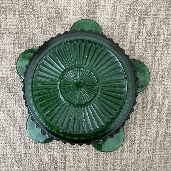 Anchor Hocking Forest Green Queen Mary Glass Ashtray / Coaster Vintage - Picture 5 of 8